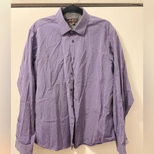 Purple and white striped button down